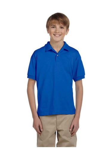 Tezzgelsin Erkek Çocuk Polo Yaka Kısa Kol Okul T-shirt Saks Mavi Saks