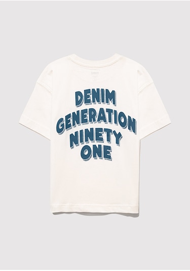 Mavi Oversize Kırık Beyaz Erkek Çocuk T-shirt M6610339-70057 Kırık Beyaz