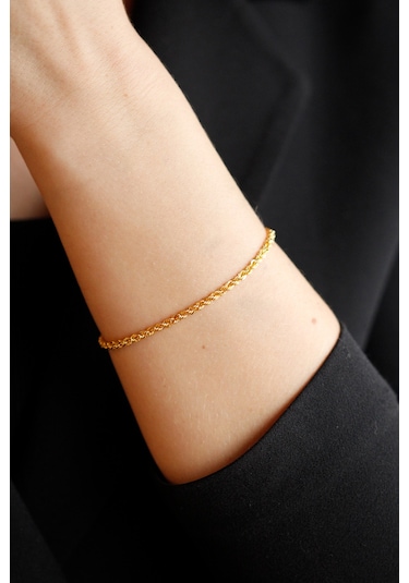 Altın Halat Bileklik-Künye Guler1002044 Sarı Altın