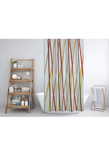 Zethome Jackline Banyo Duş Perdesi 6710 Çift Kanat 2X120X200 Çok Renkli