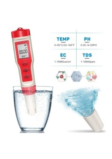 Ph Metre Tds Metre Sıcaklık Ec Ölçer 4ü 1 Arada Ölçüm Cihaz