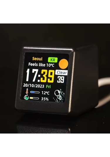 Topshop1 Beyaz Mini Wifi Akıllı Hava İstasyonu Saati Sıcaklık Nem Zaman Alarm Masaüstü Dekorasyon Taşınabilir Ev Oyun Odası