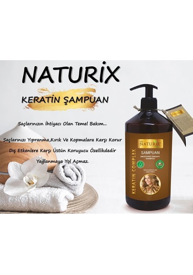Naturix Keratin Komplex Şampuan 600 ML + Fön Suyu 400 ML + Saç Kremi 500 ML