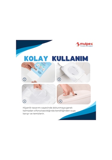 Mulpex Tek Kullanımlık Suda Çözünür Klozet Kapak Örtüsü 20 x 10'lu