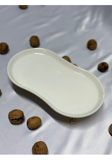 Aless Altın Ayaklı Seramik Sunumluk Çerezlik Meyvelik