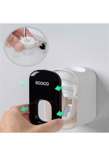 Siyah Otomatik Diş Macunu Dispenseri Toz Geçirmez Diş Fırçası Tutucu Duvara Montaj Standı Banyo Aksesuarları Seti Diş Macunu Sıkacağı Myy Siyah