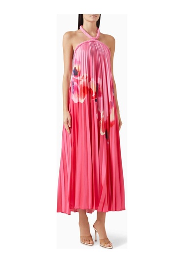 Acler Fixby Plise Maxi Elbise - - %100 Polyester - Halter Yaka Çok Renkli