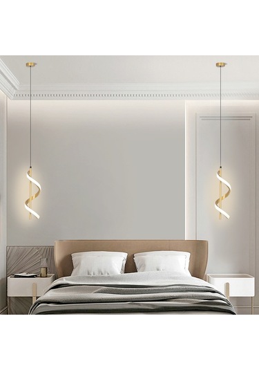 Symbee Gümüş Renkli Spiral Avize - Modern Mutfak/otel Dekorasyon Aydınlatma - 3 Işık Modu Beyaz/sıcak/neutral Altın