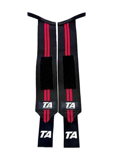 Torq Athletics Pro Wrist Wraps 2'li - Siyah Kırmızı Siyah - Kırmızı
