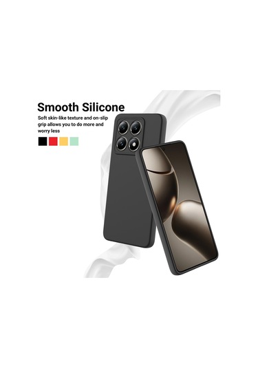 Xiaomi 14t Pro İçin Düz Renk Sıvı Silikon Damlamaz Tam Kapsama Telefon Kılıfı Siyah