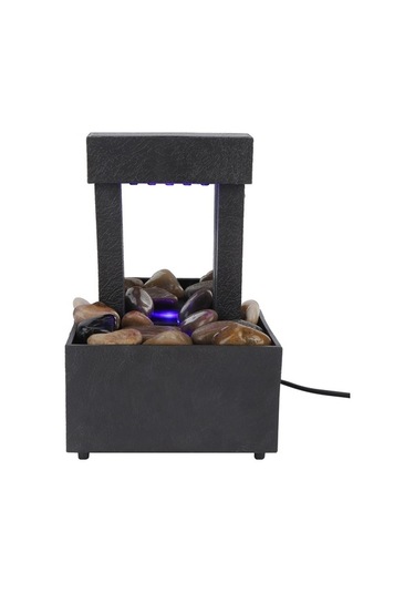 Pazly Usb Led Masaüstü Su Çeşmesi, Taş Dekorlu, Zen Ambiyans, Ofis & Ev Dekoru, Sakin Su Sesleri