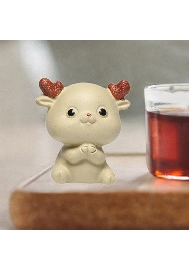 Lijinxu Mini Geyik Heykeli Çay Severler Hediye El 4.8x3.7x5.3cm
