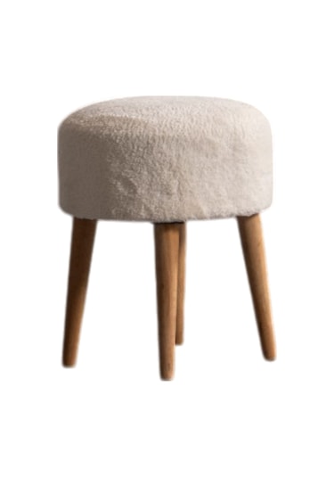 Panda Yuvarlak 4 Ayaklı Çok Amaçlı Puf Krem Krem