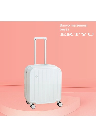 Relaxed 20 İnçlik Valiz, Hafif Kabin Valizi, Araba Evrensel Tekerlekli Seyahat Kodu Kutusu - Beyaz Beyaz