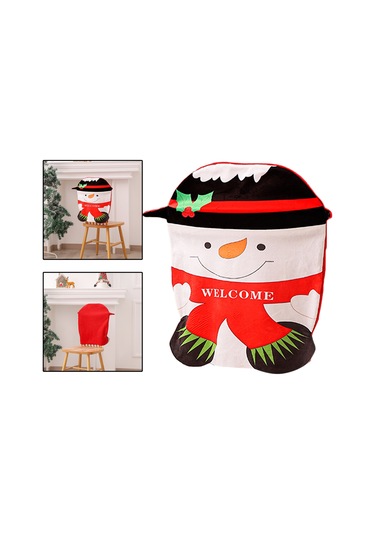 Suntek Noel Sandalye Kapak Dekor Arkalık Ev Partisi Kardan Adam