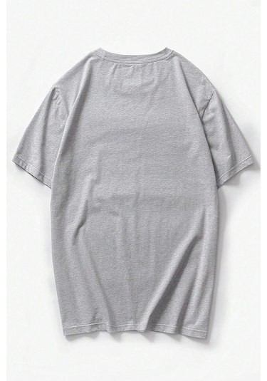 Erkek Milano Baskılı Oversize Tshirt Gri