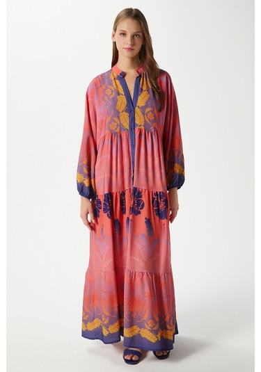 Modest Kadın Clara Pembe %100 Viskon Maksi Boy Uzun Elbise