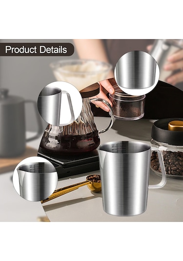 Homyl Paslanmaz Çelik Ölçüm Kabı Dökme 1000ml Ev Mutfak Dıy Kahve Gümüş