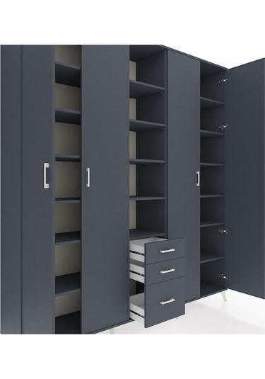 Hyperion Dolap 17 Raflı 3 Çekmeceli 4 Kapaklı 220x44x243 Antrasit-antrasit/antrasit Antrasıt/antrasıt Hyperion Dolap 17 Raflı 3 Çekmeceli 4 Kapaklı 220x44x243 Antrasit-antrasit/antrasit Antrasıt/antrasıt