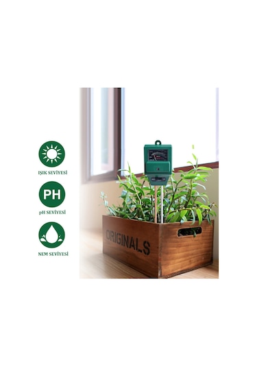 3 in 1 Toprak pH - Nem - Işık Ölçer Pilsiz Toprak Test Analizörü