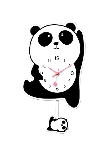 Homyl Panda Sarkaçlı Duvar Saati Sessiz Saat Akrilik Karikatür Stil B