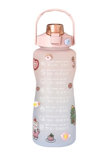 Novahub Ölçekli Motivasyonlu Su Şişesi Bpa-free Fda 2000 Ml Mavi Pembe 538013626 615