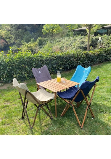 Bag The Joy 70 x 70 x 55 CM Ahşap Katlanır Kamp Masası - Kahverengi