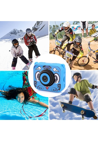 Singree Çocuklar İçin Su Geçirmez 1080p Hd Spor Kamera - 30 Metreye Kadar Su Altı Çekim Yapabilir Mavi