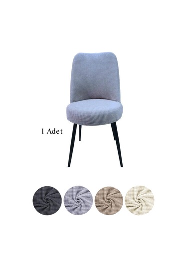 StarMall Yıkanabilir Streç Lastikli Likralı Oval Sandalye Kılıfı - Yuvarlak Sandalye Örtüsü 1 Adet Gri