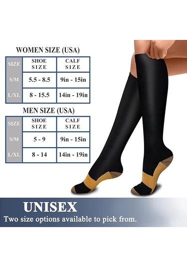 Neevoyu Bakırlı Kompresyon Çorapları 3 Çift - 15-20 Mmhg Basınç İle Koşu Ve Dağcılık İçin Mükemmel Destek 112 Karakter Çok Renkli