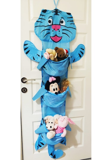 Çocuk Odası Dizayner Banyo Sepeti Kapı Arkası Organizer Mavi