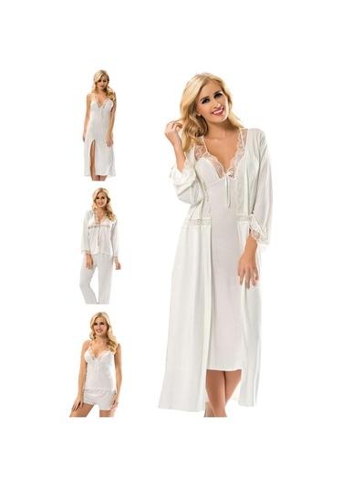 Sistina Bayan Ekru Dantelli Penye Çeyizlik 6 lı Set 1510