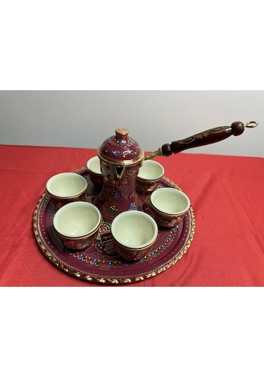 6lı Bakır Fincan Takımı,cezveli