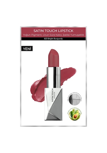 Alix Avien Uzun Süre Kalıcı Nemlendirici Pürüzsüz Etkili Yarı Mat Ruj Satin Touch Lipstick 823 Bright Burgundy