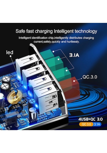 Zuidid Hızlı Şarj Qc 3.0 4 Usb Portlu 3.1A 48W Çoklu Şarj Cihazı (490615844)