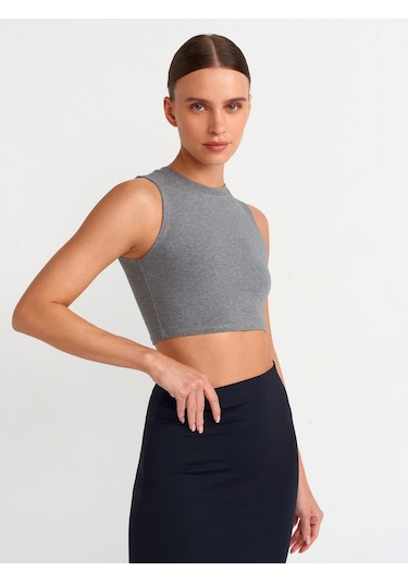 Dilvin Crop Top 101a30998 Antrasit