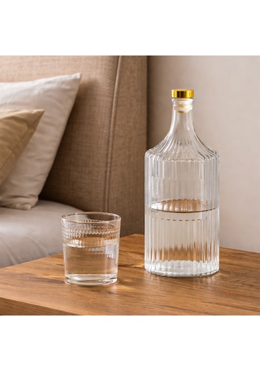Porsima Viking 18114 2li 1000 Ml Cam Şişe Yağlık Sirkelik Çift Kapaklı Gold Altın