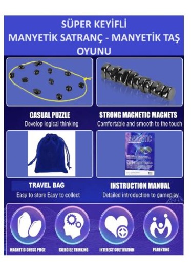 Süper Keyifli Manyetik Satranç-20 Taşlı Manyetik Güçlü Taş Oyunu