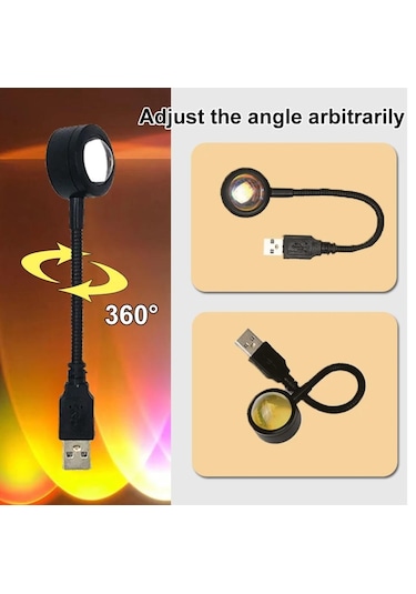 Sge Teknoloji Usb Led Gün Batımı Projektör Lambası Fotoğraf Çekim Işığı Dekoratif Işık