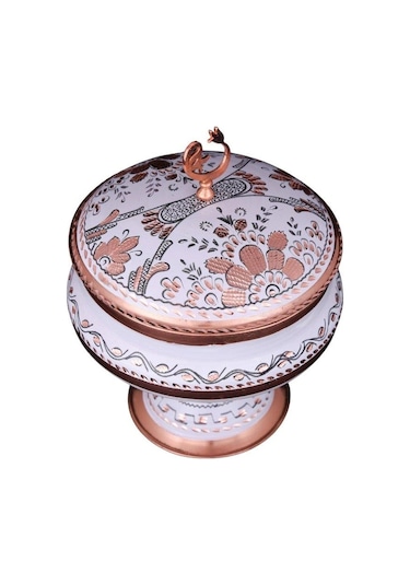 Erzincan El İşlemeli Bakır Ayaklı Şekerlik No:3 Beyaz