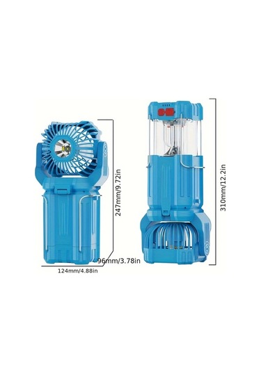 Dashanshop Kamp Işıklı Usb Şarjlı Taşınabilir Fan Solar Mavi 1200mah