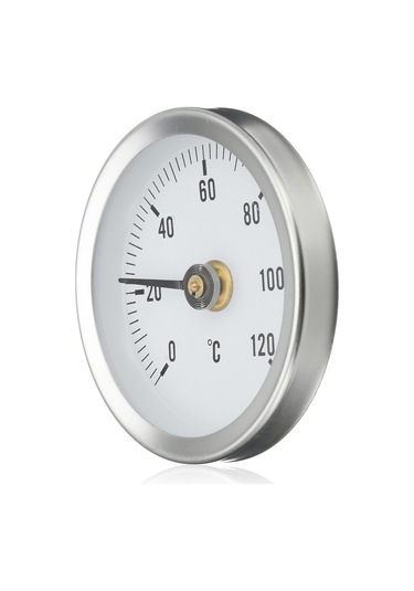 Youtek Alüminyum Kromlu Boru Termometresi, 0-120 C Aralığı, 63mm Çap, Yaylı Montaj 20-50mm Borular İçin , Beyaz, Endüstriyel Kullanım