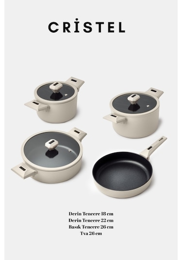 Cristel 7 Parça Tencere Seti Krem Krem