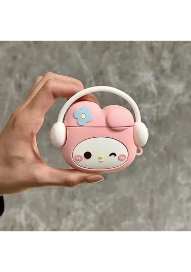 Samsung Galaxy Buds 3 / Galaxy Buds 3 Pro Uyumlu Figürlü Askılı Kılıf Pembe - Beyaz