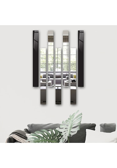 Decorita Dekor Camı Düz Renk Siyah Cam ve Ayna 7'li Takım Siyah