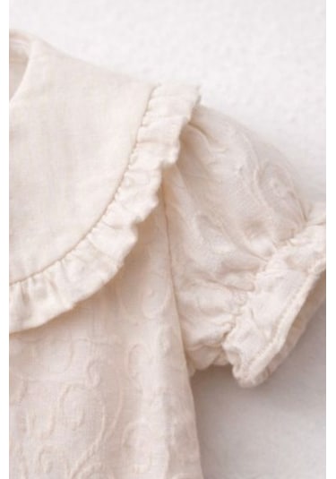 Baby Corner Fırfırlı Bebe Yaka Kız Bebek Elbise Bej