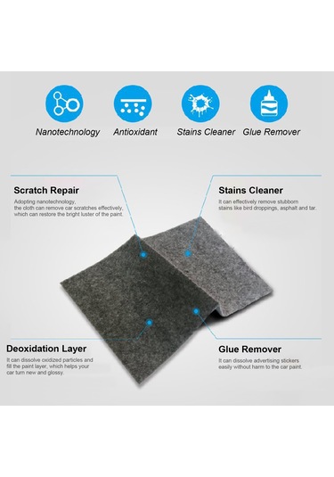 5 Adet Nano Bez Araba Çizikleri İçin Su Lekeleri Tutkal K18977