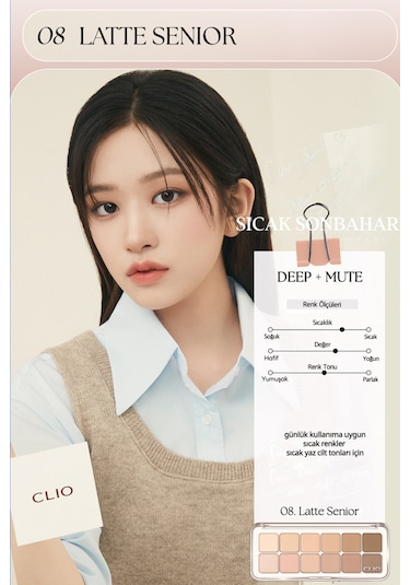 Clio Hafif Dokulu Yoğun Renklere Sahip Göz Farı Paleti 08 Latte Senior
