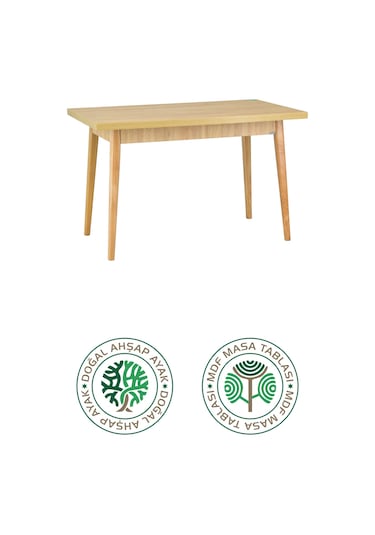 Vilinze Avanos Sabit Naturel Ahşap Mdf Mutfak Masası - 70x120 Cm