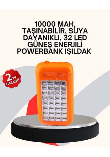 Güneş Paneli İle Şarj Olan 32 Led Li Powerbank Cihazı Çok Renkli